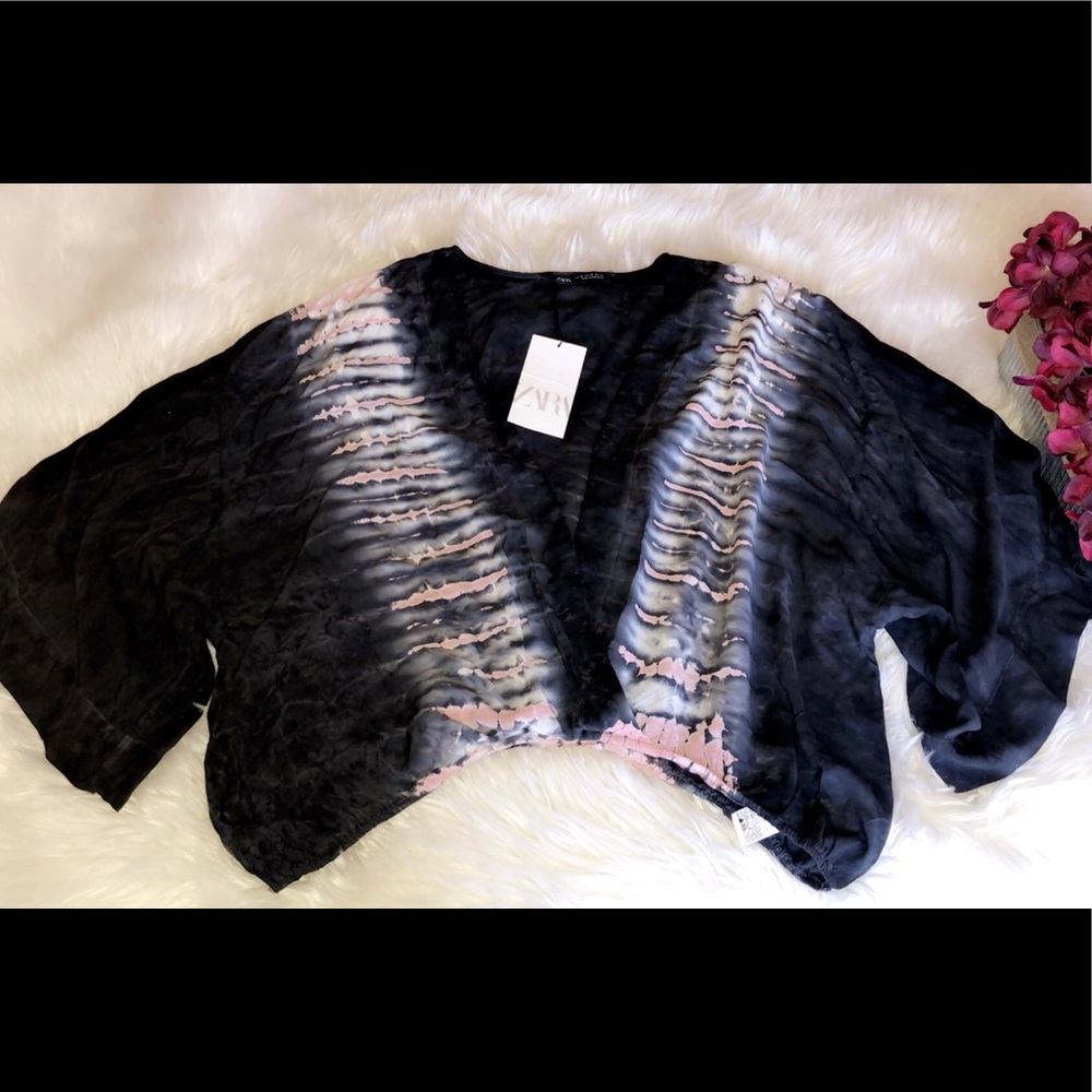 🆕ZARA Cropped Tye Dye Butterfly Top